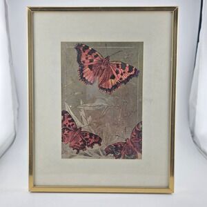 Hallmark Frames Butterfly metallic  Art‎ Print Gold Tone Frame Wall Decor Home